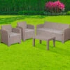 4 Piece Outdoor Faux Rattan Chair, Sofa And Table Set In Charcoal - By Flash Furniture - Madison Seating -Furniture Sales Store 4 Piece Outdoor Faux Rattan Chair Sofa and Table Set in Charcoal by Flash Furniture