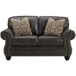 Benchcraft Breville Loveseat In Charcoal Faux Leather - By Flash Furniture - Madison Seating