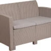 Charcoal Faux Rattan Loveseat With All-Weather Light Gray Cushions - By Flash Furniture - Madison Seating
