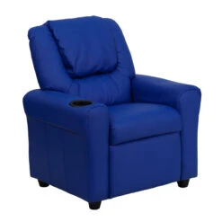 Contemporary Blue Vinyl Kids Recliner With Cup Holder And Headrest - By Flash Furniture - Madison Seating