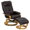 Contemporary Brown Leather Recliner And Ottoman With Swiveling Maple Wood Base - By Flash Furniture - Madison Seating