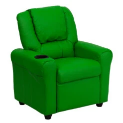 Contemporary Green Vinyl Kids Recliner With Cup Holder And Headrest - By Flash Furniture - Madison Seating