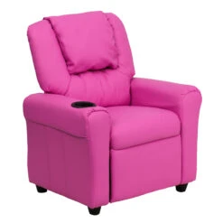 Contemporary Hot Pink Vinyl Kids Recliner With Cup Holder And Headrest - By Flash Furniture - Madison Seating