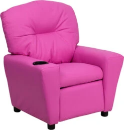 Contemporary Hot Pink Vinyl Kids Recliner With Cup Holder - By Flash Furniture - Madison Seating