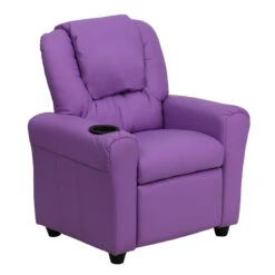Contemporary Lavender Vinyl Kids Recliner With Cup Holder And Headrest - By Flash Furniture - Madison Seating