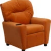 Contemporary Orange Microfiber Kids Recliner With Cup Holder - By Flash Furniture - Madison Seating