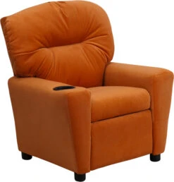 Contemporary Orange Microfiber Kids Recliner With Cup Holder - By Flash Furniture - Madison Seating