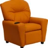 Contemporary Orange Vinyl Kids Recliner With Cup Holder - By Flash Furniture - Madison Seating