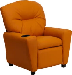 Contemporary Orange Vinyl Kids Recliner With Cup Holder - By Flash Furniture - Madison Seating