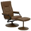 Contemporary Palimino Leather Recliner And Ottoman With Leather Wrapped Base - By Flash Furniture - Madison Seating