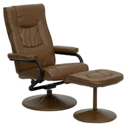 Contemporary Palimino Leather Recliner And Ottoman With Leather Wrapped Base - By Flash Furniture - Madison Seating
