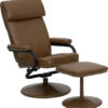 Contemporary Palomino Leather Recliner And Ottoman With Leather Wrapped Base - By Flash Furniture - Madison Seating -Furniture Sales Store Contemporary Palomino Leather Recliner and Ottoman with Leather Wrapped Base by Flash Furniture