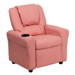 Contemporary Pink Vinyl Kids Recliner With Cup Holder And Headrest - By Flash Furniture - Madison Seating