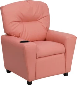 Contemporary Pink Vinyl Kids Recliner With Cup Holder - By Flash Furniture - Madison Seating