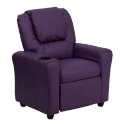 Contemporary Purple Vinyl Kids Recliner With Cup Holder And Headrest - By Flash Furniture - Madison Seating