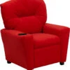 Contemporary Red Microfiber Kids Recliner With Cup Holder - By Flash Furniture - Madison Seating