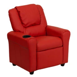 Contemporary Red Vinyl Kids Recliner With Cup Holder And Headrest - By Flash Furniture - Madison Seating
