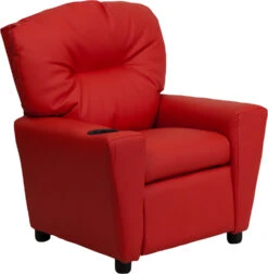 Contemporary Red Vinyl Kids Recliner With Cup Holder - By Flash Furniture - Madison Seating
