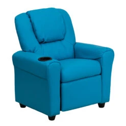 Contemporary Turquoise Vinyl Kids Recliner With Cup Holder And Headrest - By Flash Furniture - Madison Seating