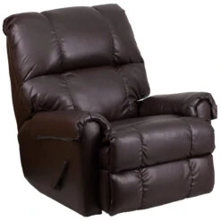 Contemporary Ty Chocolate Leather Rocker Recliner - By Flash Furniture - Madison Seating