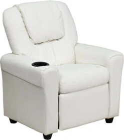 Contemporary White Vinyl Kids Recliner With Cup Holder And Headrest - By Flash Furniture - Madison Seating