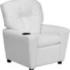 Contemporary White Vinyl Kids Recliner With Cup Holder - By Flash Furniture - Madison Seating