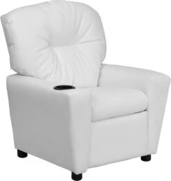 Contemporary White Vinyl Kids Recliner With Cup Holder - By Flash Furniture - Madison Seating