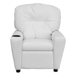 Contemporary White Vinyl Kids Recliner With Cup Holder - By Flash Furniture - Madison Seating -Furniture Sales Store Contemporary White Vinyl Kids Recliner with Cup Holder by Flash Furniture 3
