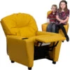Contemporary Yellow Vinyl Kids Recliner With Cup Holder - By Flash Furniture - Madison Seating -Furniture Sales Store Contemporary Yellow Vinyl Kids Recliner with Cup Holder by Flash Furniture