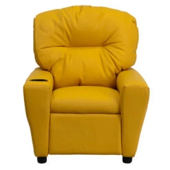 Contemporary Yellow Vinyl Kids Recliner With Cup Holder - By Flash Furniture - Madison Seating -Furniture Sales Store Contemporary Yellow Vinyl Kids Recliner with Cup Holder by Flash Furniture 3