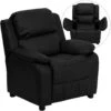 Deluxe Padded Contemporary Black Leather Kids Recliner With Storage Arms - By Flash Furniture - Madison Seating -Furniture Sales Store Deluxe Padded Contemporary Black Leather Kids Recliner with Storage Arms by Flash Furniture