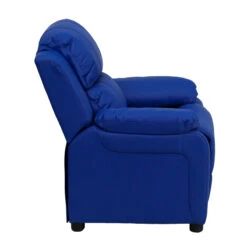 Deluxe Padded Contemporary Blue Vinyl Kids Recliner With Storage Arms - By Flash Furniture - Madison Seating -Furniture Sales Store Deluxe Padded Contemporary Blue Vinyl Kids Recliner with Storage Arms by Flash Furniture 1