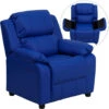 Deluxe Padded Contemporary Blue Vinyl Kids Recliner With Storage Arms - By Flash Furniture - Madison Seating