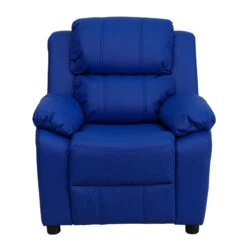 Deluxe Padded Contemporary Blue Vinyl Kids Recliner With Storage Arms - By Flash Furniture - Madison Seating -Furniture Sales Store Deluxe Padded Contemporary Blue Vinyl Kids Recliner with Storage Arms by Flash Furniture 3