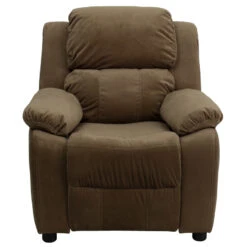 Deluxe Padded Contemporary Brown Microfiber Kids Recliner With Storage Arms - By Flash Furniture - Madison Seating -Furniture Sales Store Deluxe Padded Contemporary Brown Microfiber Kids Recliner with Storage Arms by Flash Furniture 3