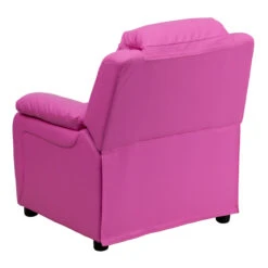 Deluxe Padded Contemporary Hot Pink Vinyl Kids Recliner With Storage Arms - By Flash Furniture - Madison Seating -Furniture Sales Store Deluxe Padded Contemporary Hot Pink Vinyl Kids Recliner with Storage Arms by Flash Furniture 2