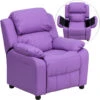 Deluxe Padded Contemporary Lavender Vinyl Kids Recliner With Storage Arms - By Flash Furniture - Madison Seating -Furniture Sales Store Deluxe Padded Contemporary Lavender Vinyl Kids Recliner with Storage Arms by Flash Furniture