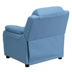 Deluxe Padded Contemporary Light Blue Vinyl Kids Recliner With Storage Arms - By Flash Furniture - Madison Seating -Furniture Sales Store Deluxe Padded Contemporary Light Blue Vinyl Kids Recliner with Storage Arms by Flash Furniture 2