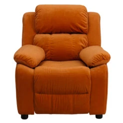 Deluxe Padded Contemporary Orange Microfiber Kids Recliner With Storage Arms - By Flash Furniture - Madison Seating -Furniture Sales Store Deluxe Padded Contemporary Orange Microfiber Kids Recliner with Storage Arms by Flash Furniture 3