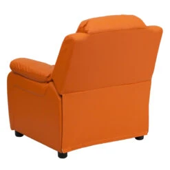 Deluxe Padded Contemporary Orange Vinyl Kids Recliner With Storage Arms - By Flash Furniture - Madison Seating -Furniture Sales Store Deluxe Padded Contemporary Orange Vinyl Kids Recliner with Storage Arms by Flash Furniture 2