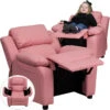 Deluxe Padded Contemporary Pink Vinyl Kids Recliner With Storage Arms - By Flash Furniture - Madison Seating -Furniture Sales Store Deluxe Padded Contemporary Pink Vinyl Kids Recliner with Storage Arms by Flash Furniture