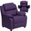 Deluxe Padded Contemporary Purple Vinyl Kids Recliner With Storage Arms - By Flash Furniture - Madison Seating -Furniture Sales Store Deluxe Padded Contemporary Purple Vinyl Kids Recliner with Storage Arms by Flash Furniture