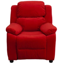 Deluxe Padded Contemporary Red Microfiber Kids Recliner With Storage Arms - By Flash Furniture - Madison Seating -Furniture Sales Store Deluxe Padded Contemporary Red Microfiber Kids Recliner with Storage Arms by Flash Furniture 3