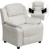 Deluxe Padded Contemporary White Vinyl Kids Recliner With Storage Arms - By Flash Furniture - Madison Seating