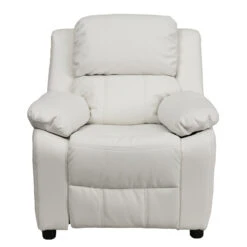 Deluxe Padded Contemporary White Vinyl Kids Recliner With Storage Arms - By Flash Furniture - Madison Seating -Furniture Sales Store Deluxe Padded Contemporary White Vinyl Kids Recliner with Storage Arms by Flash Furniture 3