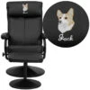 Embroidered Contemporary Black Leather Recliner And Ottoman With Leather Wrapped Base - By Flash Furniture - Madison Seating