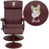 Embroidered Contemporary Burgundy Leather Recliner And Ottoman With Leather Wrapped Base - By Flash Furniture - Madison Seating -Furniture Sales Store Embroidered Contemporary Burgundy Leather Recliner and Ottoman with Leather Wrapped Base by Flash Furniture 1