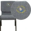 Embroidered HERCULES Series 18.5''W Stacking Church Chair In Gray Fabric - Gold Vein Frame - By Flash Furniture - Madison Seating
