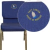 Embroidered HERCULES Series 18.5''W Stacking Church Chair In Navy Blue Patterned Fabric - Gold Vein Frame - By Flash Furniture - Madison Seating