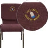 Embroidered HERCULES Series 18.5''W Stacking Church Chair In Plum Fabric - Gold Vein Frame - By Flash Furniture - Madison Seating